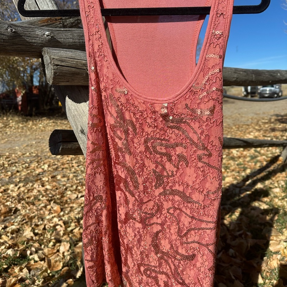 BKE Coral Sequin Tank Top